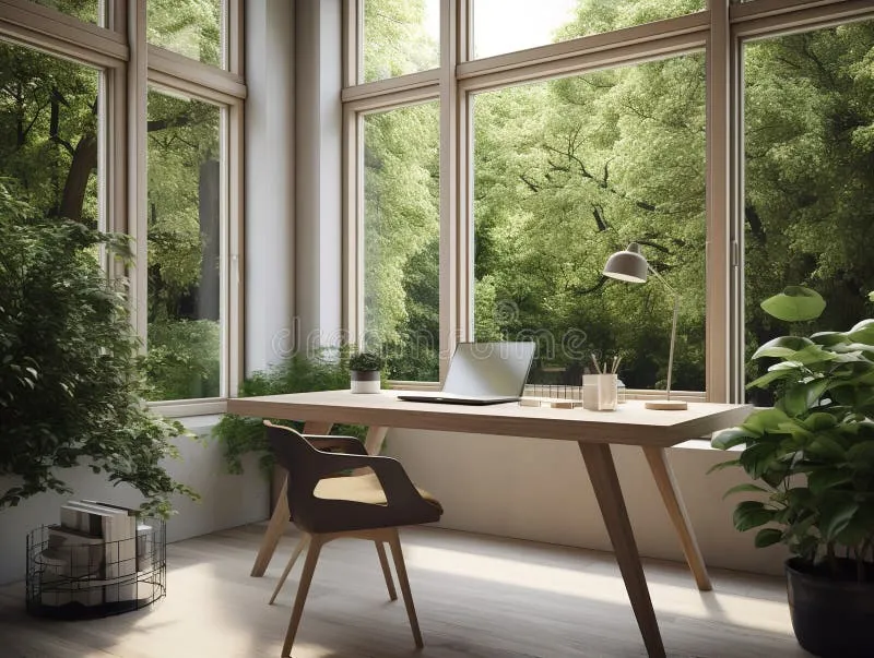 Peaceful office setting with a small desk plant