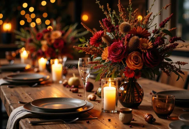 Happy family gathering around a dinner table