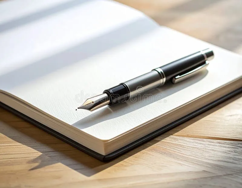 An elegant stationary set with a fountain pen ready for writing a sympathy note