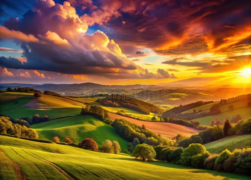 A serene sunset over a calm landscape representing peace and remembrance.