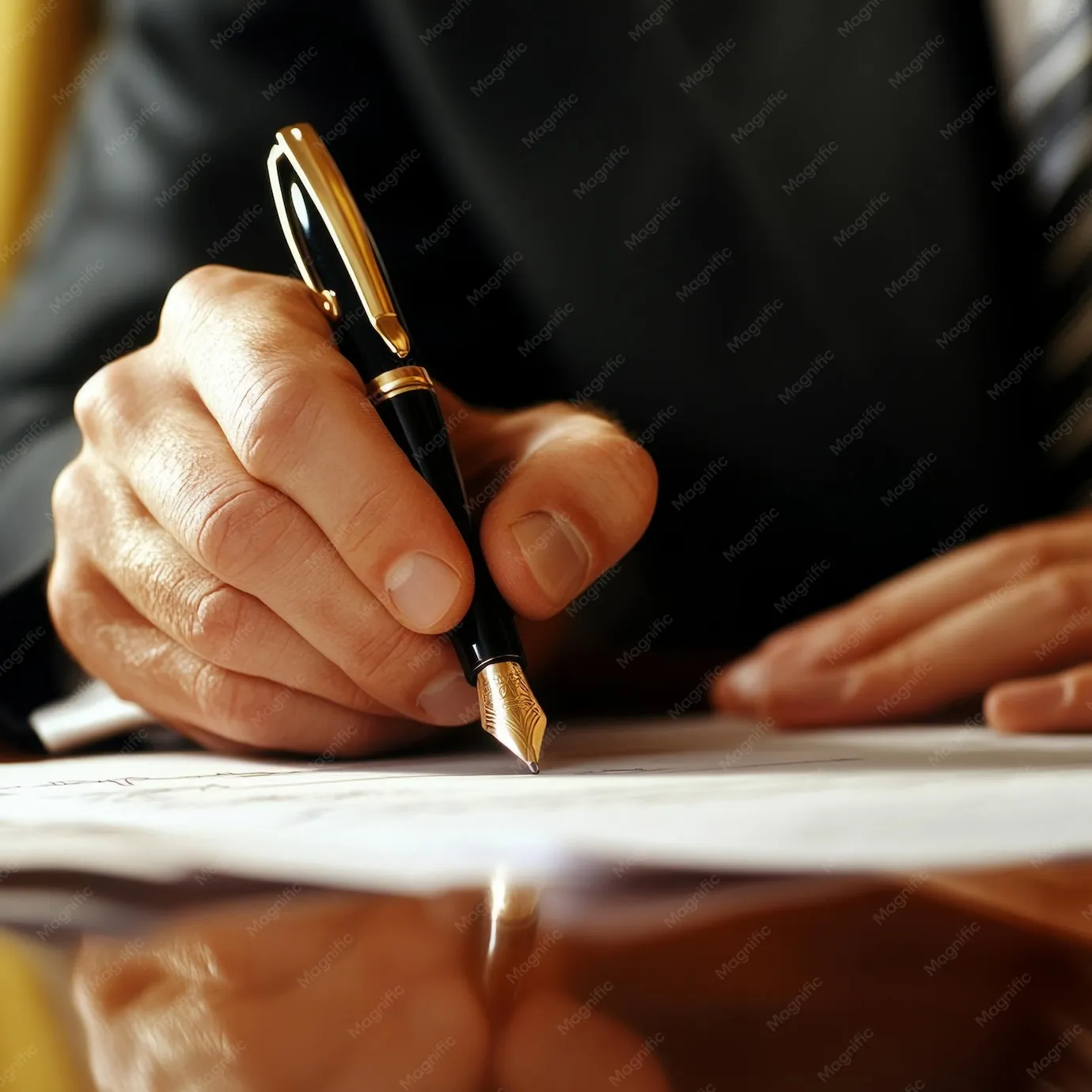 Close up of a person writing a thoughtful card with a fountain pen.