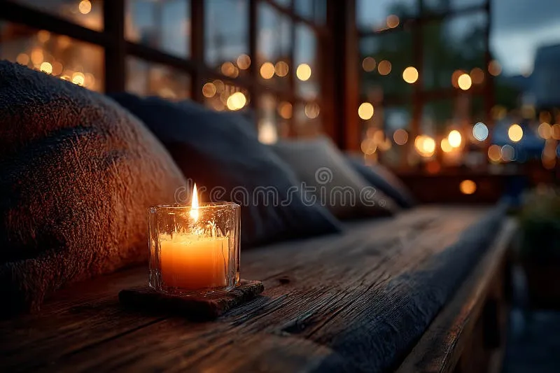 A person lighting a small, unscented candle next to a framed photo of a cat.