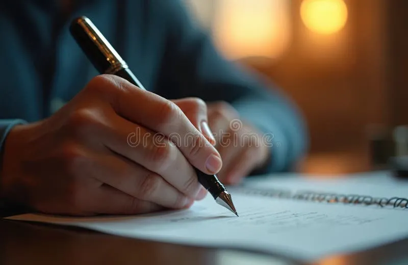 Handwriting a short sympathy note on cream stationery with a pen