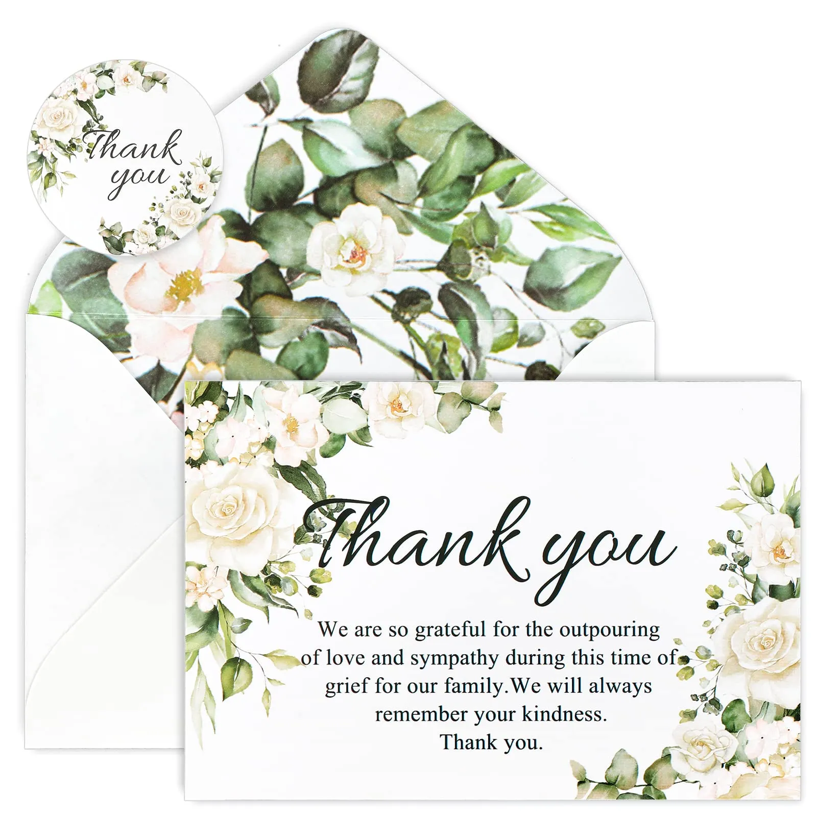 Stack of sympathy thank you cards in envelopes