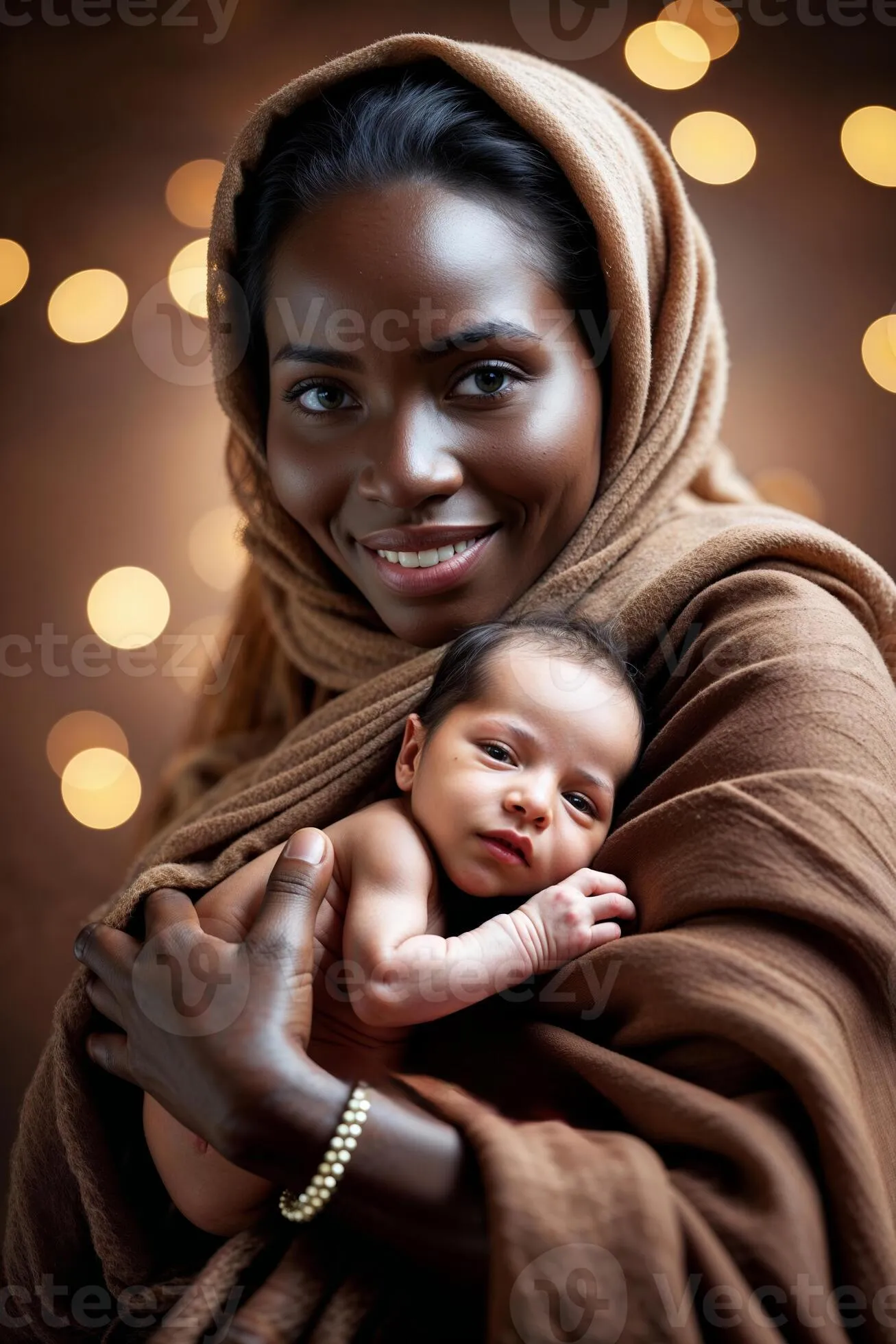 A mother and father holding baby shoes with a sentimental greeting card nearby