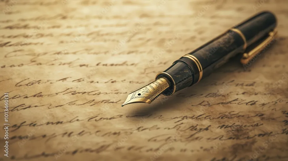 Handwritten sympathy note on parchment paper with a fountain pen